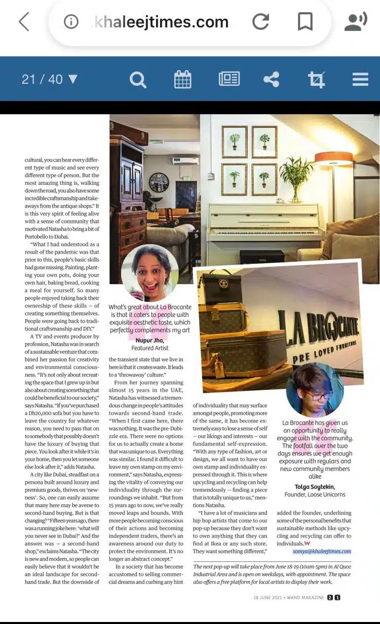 Press feature on Nupur Jha
